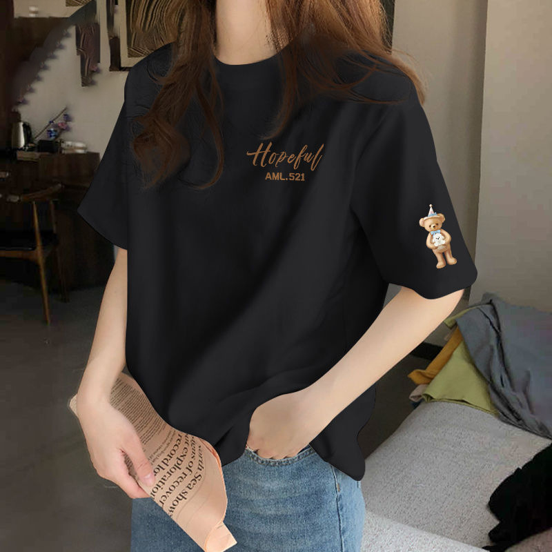 Aprikosen-Baumwoll-Kurzärmel-T-Shirt Damen Sommer 2025 neues Design modisches Fremdgashemd