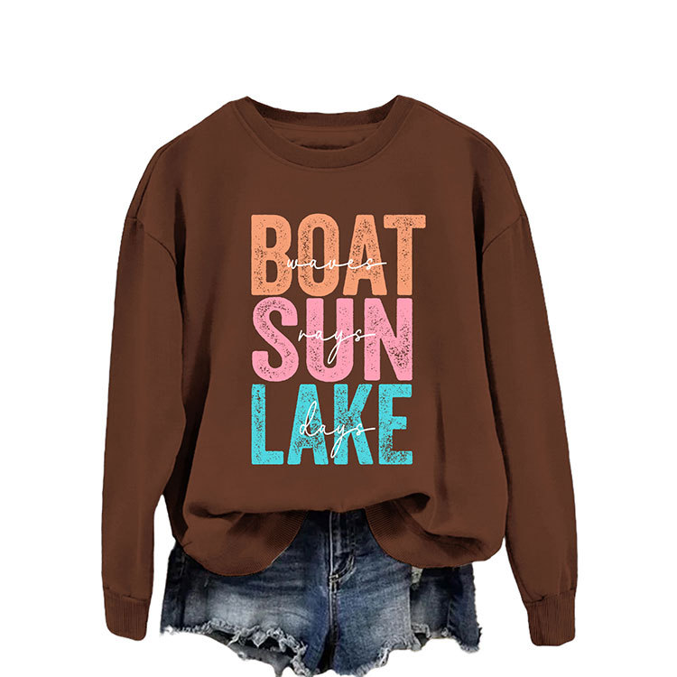 Amazon, unabhängige Seite, Mode, Boot Sun, Lake Waves, Herbst/Winter, neuer Sweatshirt für Frauen, vielseitiger Stil - Image 5