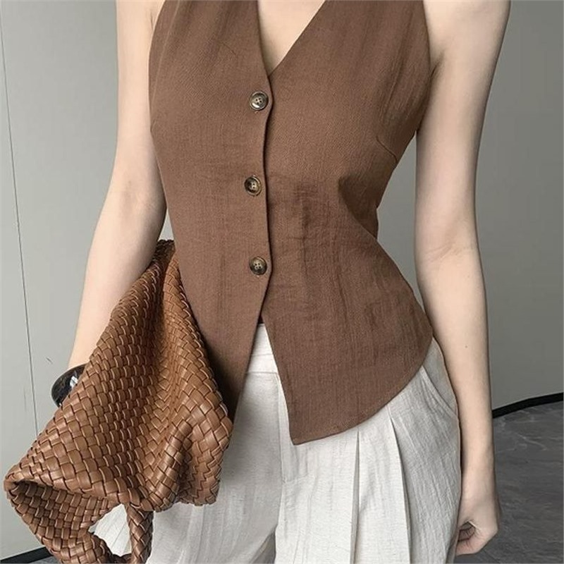 Elegante Weste für Frauen, Sommer-Oberbekleidung, 2025 neues slim-fit, modisches ärmelloses Oberteil für den Sommer, dünner Stil - Image 5