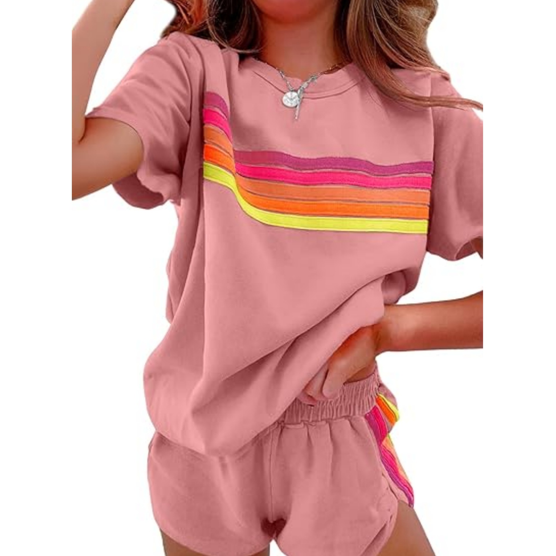 Amazon-grenzüberschreitende Frühling/Sommer-Frühlings-/Sommer-Neubausets für Damen, europäischer und amerikanischer minimalistischer Stil, farblich blockierende modische Freizeitsets - Image 4