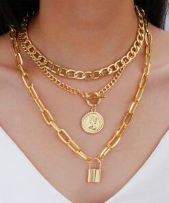Alternative view of Alloy jewelry portrait layered necklace
