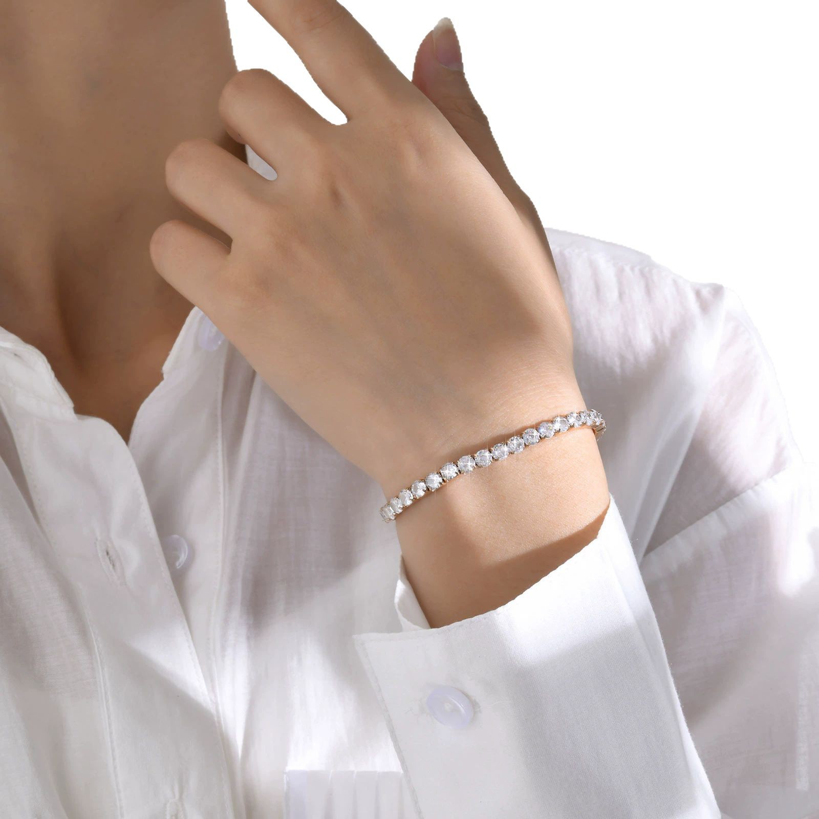 Full Diamond Tennis Bracelet Jewelry - Image 5