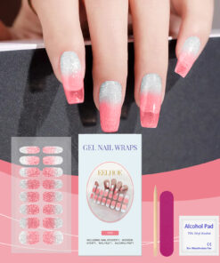 Alternative view of EELHOE Soft Gel Nail Sticker Set (Shiny Pink) Semi-Baked Nail Paper, Fresh And Shiny Minimalist Style Soft Nail Stickers