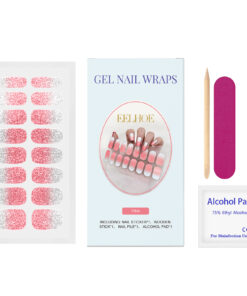 EELHOE Soft Gel Nail Sticker Set (Shiny Pink) Semi-Baked Nail Paper, Fresh And Shiny Minimalist Style Soft Nail Stickers
