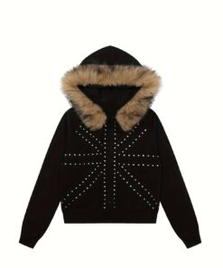 Alternative view of Autumn and Winter New American Retro Rice Letter Rivet Collar Thick Warm Hoodie Women's Loose Casual Cardigan Jacket Trendy