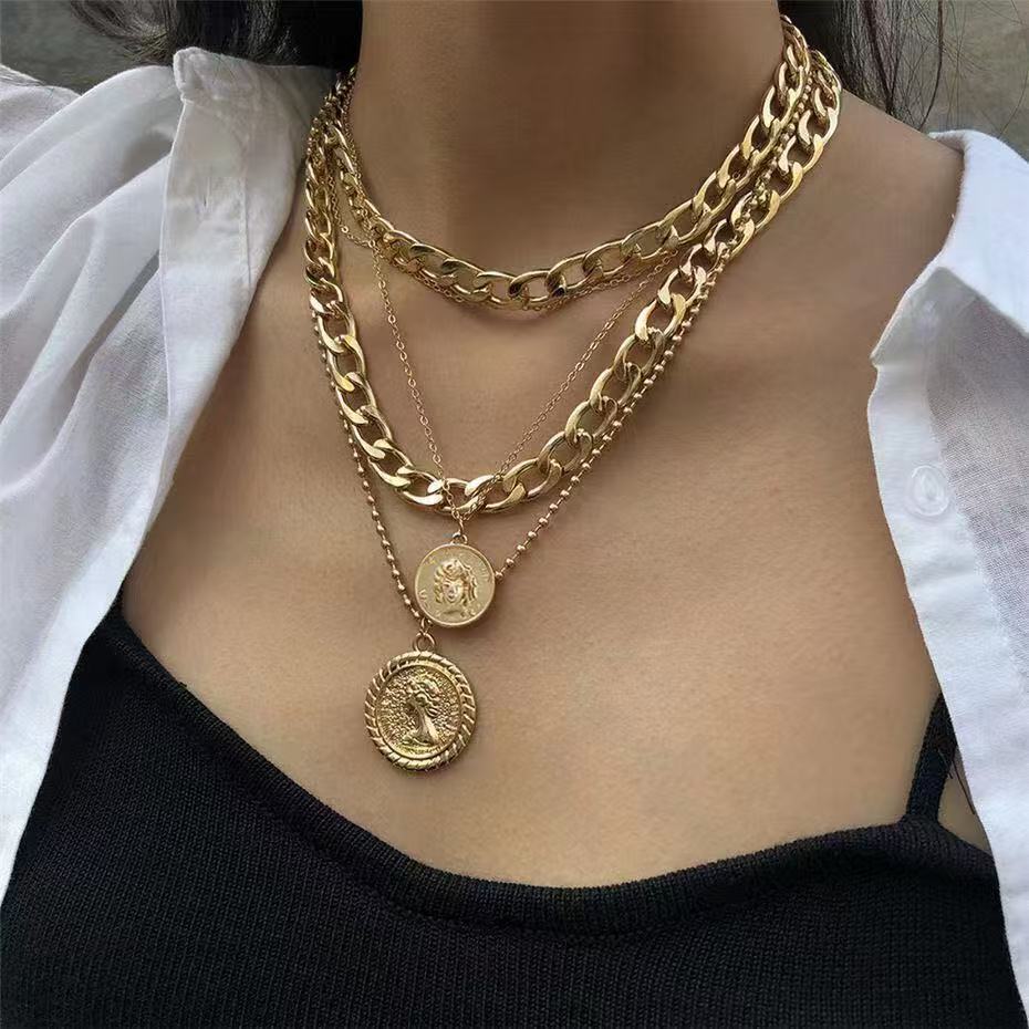 Alloy jewelry portrait layered necklace - Image 6