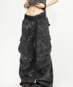 Alternative view of American Wasteland Camouflage Snake Print Work Jeans für Frauen, Street Hip-Hop Mehrfach-Weite Arbeitshosen mit weiten Beinen