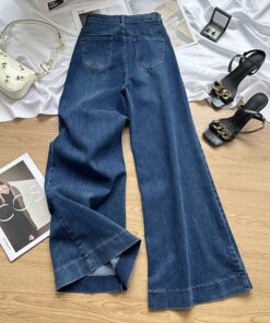 Alternative view of Bequeme, schlankere, hoch taillierte Jeans, zierliche 2025er Stretch-Design locker, weite Hosen für Frauen, bodenlange Hosen