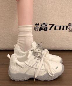 Koreanischer Stil Moral-Trainingsschuhe mit dicker Sohle Damengröße 2026 Frühling/Herbst Neue vielseitige Schnürschuhe Damen-Freizeitschuhe