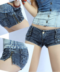 Alternative view of Seitenreißverschluss-Sexy-Denimshorts, nostalgische Baumwoll-Atmungsrocknende, enge Hotpants, abgenutzte Nachtclub-Livestream-Damenhosen
