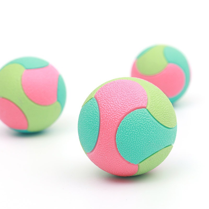 Farbblock-Gummibälle für Hunde, Kauspielzeug, robuste Kaugummibälle, interaktive Trainingsspielzeuge, Großhandel - Image 3
