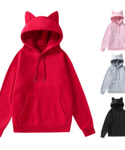 Alternative view of Amazon-grenzüberschreitender Frühling und Herbst Neuer Außenhandel Damen-Katzenohr-Design Kapuzen-Fleece-Sweatshirt Modischer legerer Hoodie