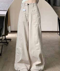 Aprikosen-Wide-Leg-Jeans für Frauen, 2026 neuer Stil, Plus-Size-Mädchen-High-Waist, schlanker, birnenförmige, gerade, weite Hosen mit weiten Beinen