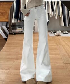Alternative view of Weiße, leicht ausgestellte Jeans für Frauen, neue Plus-Size-Plus-Size-Frauen 2025, schlankernde, hoch taillierte, lockere, nicht anschwellige, gerade ausgestellte Hosen