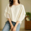 5 Farben auf Lager: Japan Rakuten 2025 Sommer Neues Kurzärmel-Batshirt, Crew-Neck lockeres legeres vielseitiges Chiffon-Shirt