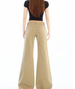 Alternative view of Amerikanische Vintage-Hot-Girl-Khaki-Jeans für Frauen, 2026 Sommerhosen mit niedriger Einheit, bodenlang, die nicht an den Beinen kleben, leicht ausgestellte Hosen