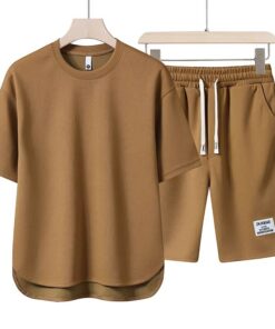 Alternative view of Sommer-Jugend-High-End-Casual-Sportset für Männer, runder Saum, Modeshorts mit kurzärmligem T-Shirt-Zweiteiler für Männer