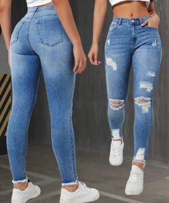 Amazon WISH grenzüberschreitende Außenhandels-Mode, neue Stretch-Stretch-Jeans für Slim-Fit-Damen – lange Hosen für Frauen