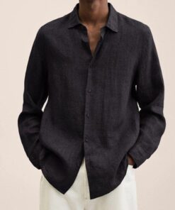 Alternative view of Long Sleeve Lapel Shirt Men's Loose Button Cardigan Sshirt Top Mens Clothing