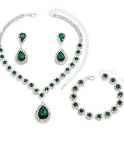 Alternative view of Fashion Jewelry Bridal Jewelry Suit Necklace Ear Stud Bracelet Three-piece Set