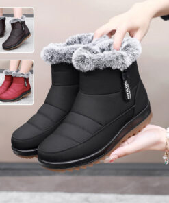 Winter Snow Boot With Side Zipper Fashion Warm Plush Ankle Boots Women's Fleece Short Shoes