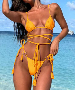 Alternative view of Women Swimwear Sexy Bikini Hollow Out Swimsuit Thong Biquini Cross String Bikini Set Bathing Suit Bikinis Beachwear