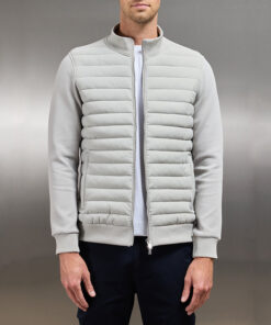 Lightweight Stand Collar Coat For Men Fashion Stitching Knitted Jacket Winter Outwear
