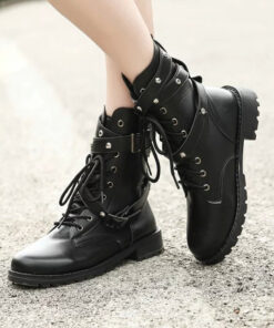 Martin Boots, Motorcycle Boots, Middle Heel Boots, Women's Army Boots