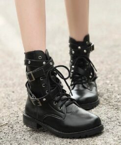 Alternative view of Martin Boots, Motorcycle Boots, Middle Heel Boots, Women's Army Boots