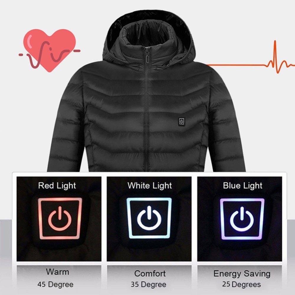 Winter Heated Jacket USB Electric Cotton Coat Zip-up Heater Thermal Clothing Heating Vest For Men - Image 2