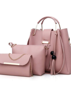 Womens Purse And Handbag 3Pcs Bag Set Tassel Tote Clutch Satchel Top Handle Shoulder Bag