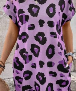 Alternative view of Women's Leopard Print Batwing Sleeve Holiday Beach Casual Dress