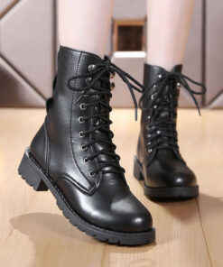 British Martin Boots Women Leather Boots Motorcycle Military Boots