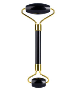Alternative view of Natural Quartz Scraper Jade Roller Guasha Set Black Genuine