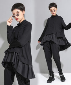 Dark Cold Ruffled Baby Shirt With Long Sleeves For Women