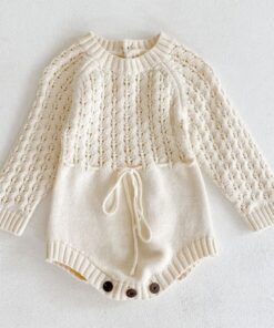 Girl Baby Knitted Hollow Waist Girdle Long Sleeves Harpy Dress Triangle