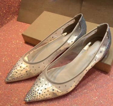 Mesh Rhinestone Transparent Women's Single Shoes Pointed High Heels Women – Bild 6