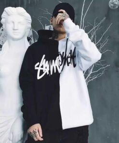 Men'S Casual Fashion Color-Blocking Sweater Long-Sleeved Sports Hooded Top Men'S Clothing