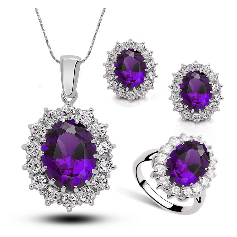 Crystal Jewelry Bridal Necklace Earrings Ring Jewelry Set – Bild 4