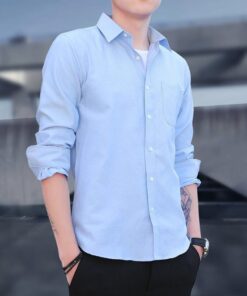 Men's Shirts Slim Fit Casual Long Sleeve Shirts Business Men
