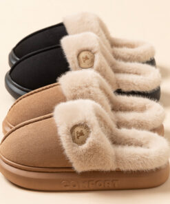 New Plush Slippers For Women Men Winter Warm Home Slipper Indoor Thick-soled Fleece Shoes