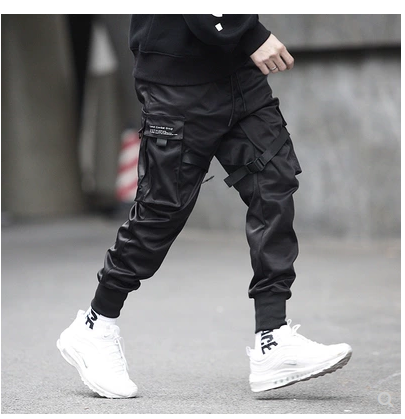 Hot Sale Men Black Hip Hop Cargo Pants Elastic Waist Jogger Trousers Sweatpants Pockets Full Length Casual Fashion - Image 4