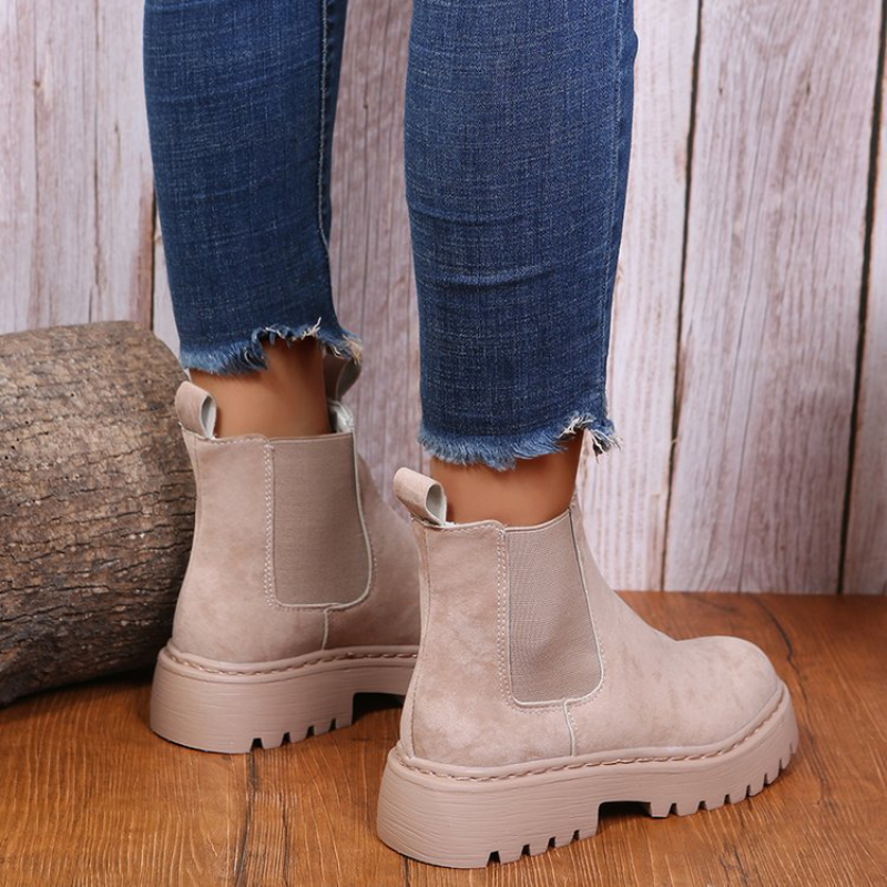 Women Ankle Boots Solid Color Chunky Boots Autumn Winter Platform Shoes – Bild 3