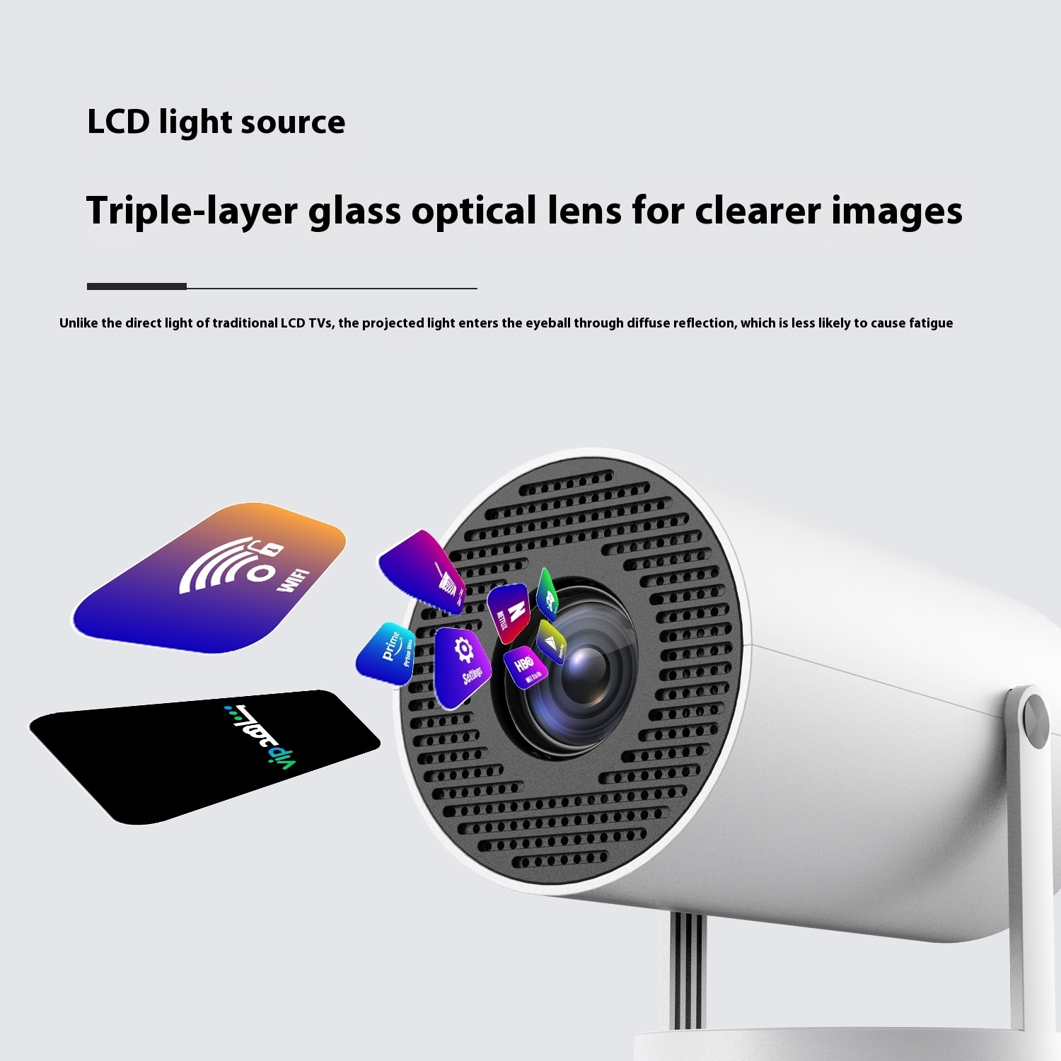 Portable Projector Small Straight Projector For Home Use 180 Degrees Projection Angle Automatic Focus Home Video Projector - Image 8