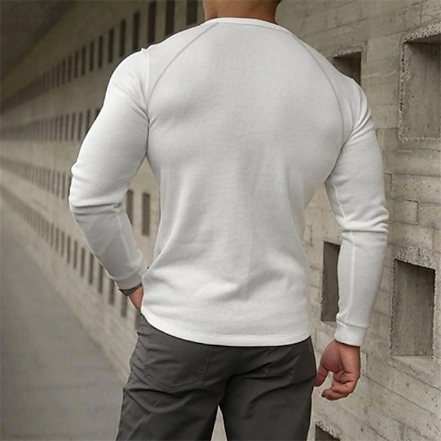 Men's Bottoming Shirt Henry Collar Long-sleeved T-shirt – Bild 3