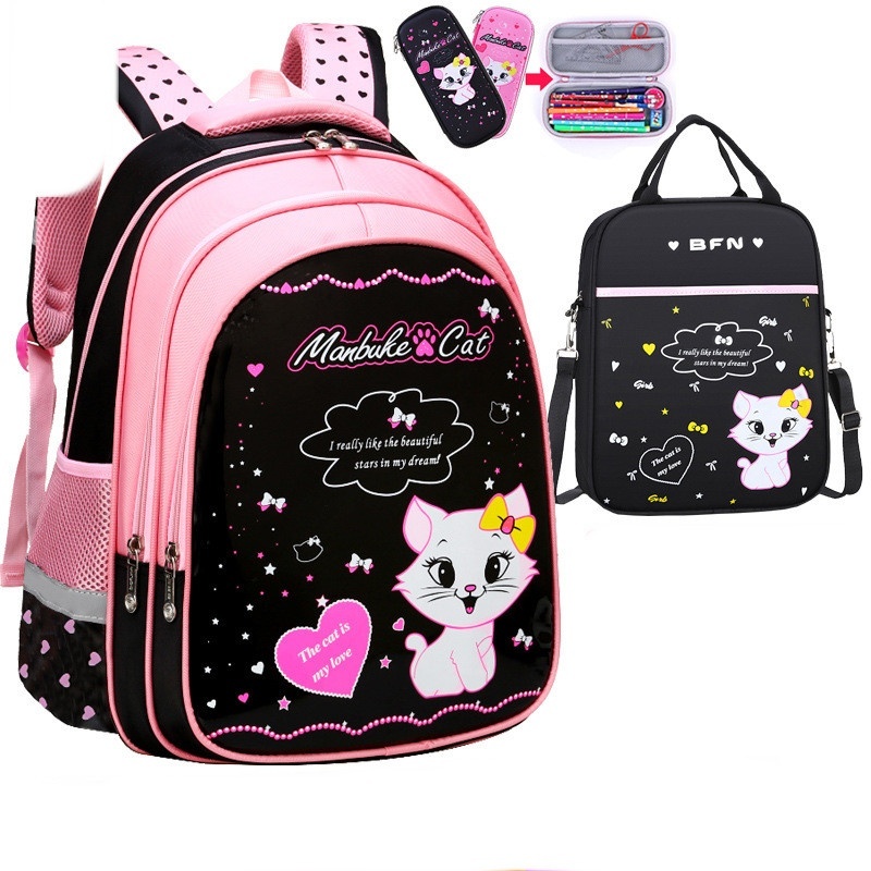Kids School Cute Cat Print Backpack - Image 8