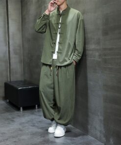 Alternative view of Men's Mandarin-collar Jacket And Bloomers Two-piece Set