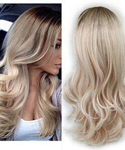 uropean and American fashion white female partial points in the wig bangs dyed long curly hair