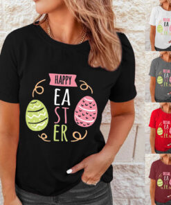 Shirts Women Easter Printed Casual Blouses Short Sleeve Tees