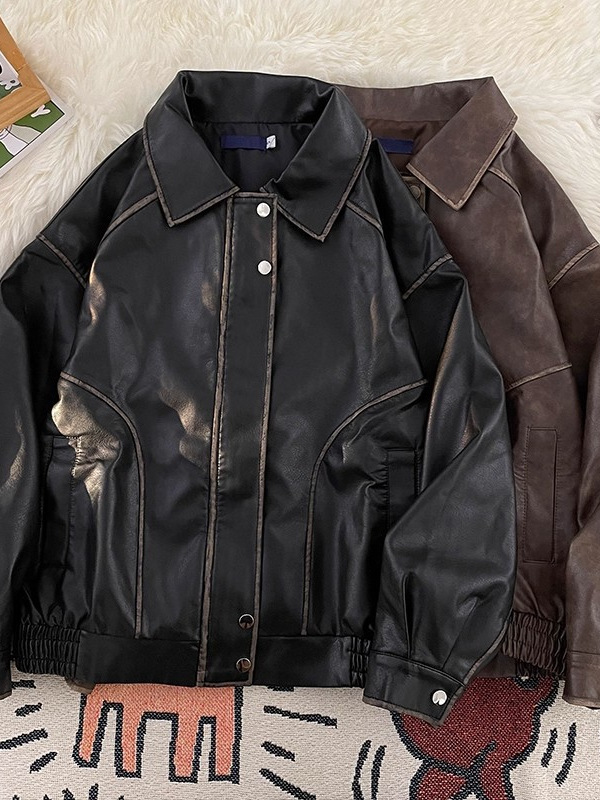 Men's Vintage Distressed Leather Jacket - Image 5